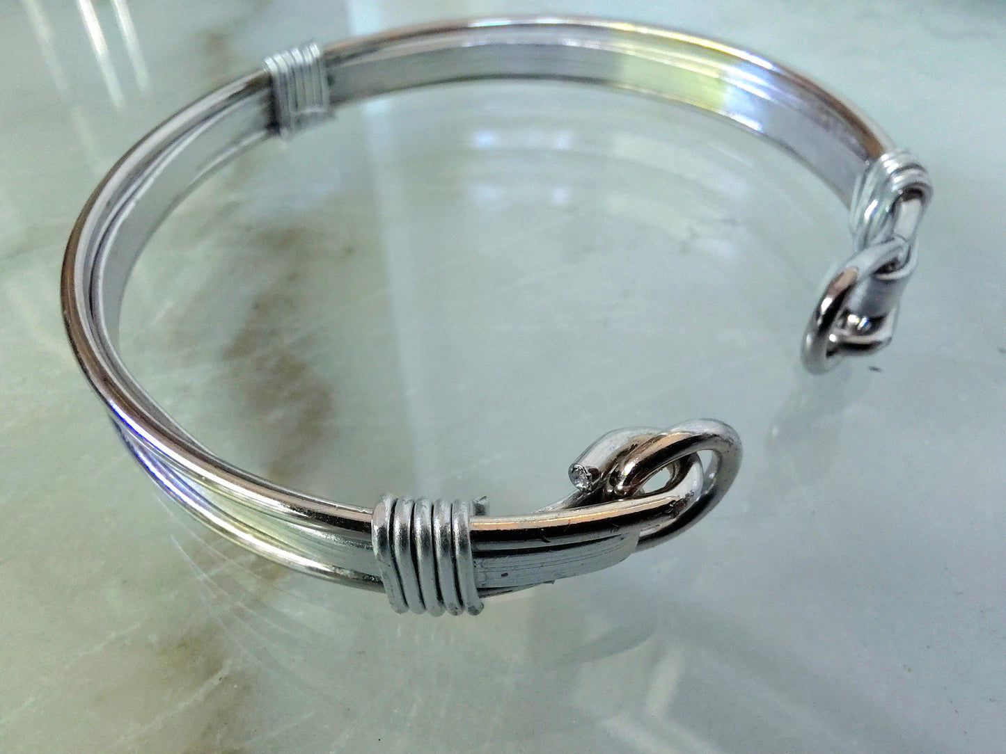 Silver Toned Open Tension Cuff