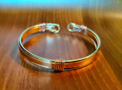 Gold & Copper Toned Open Tension Cuff