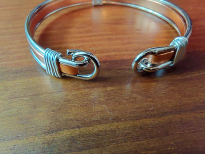 Silver & Copper Toned Open Tension Cuff