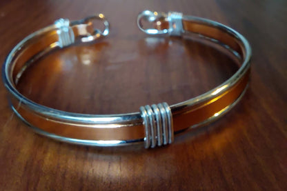 Silver & Copper Toned Open Tension Cuff