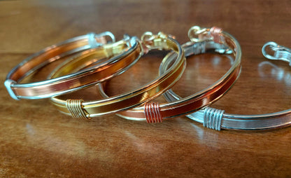 Silver & Copper Toned Open Tension Cuff